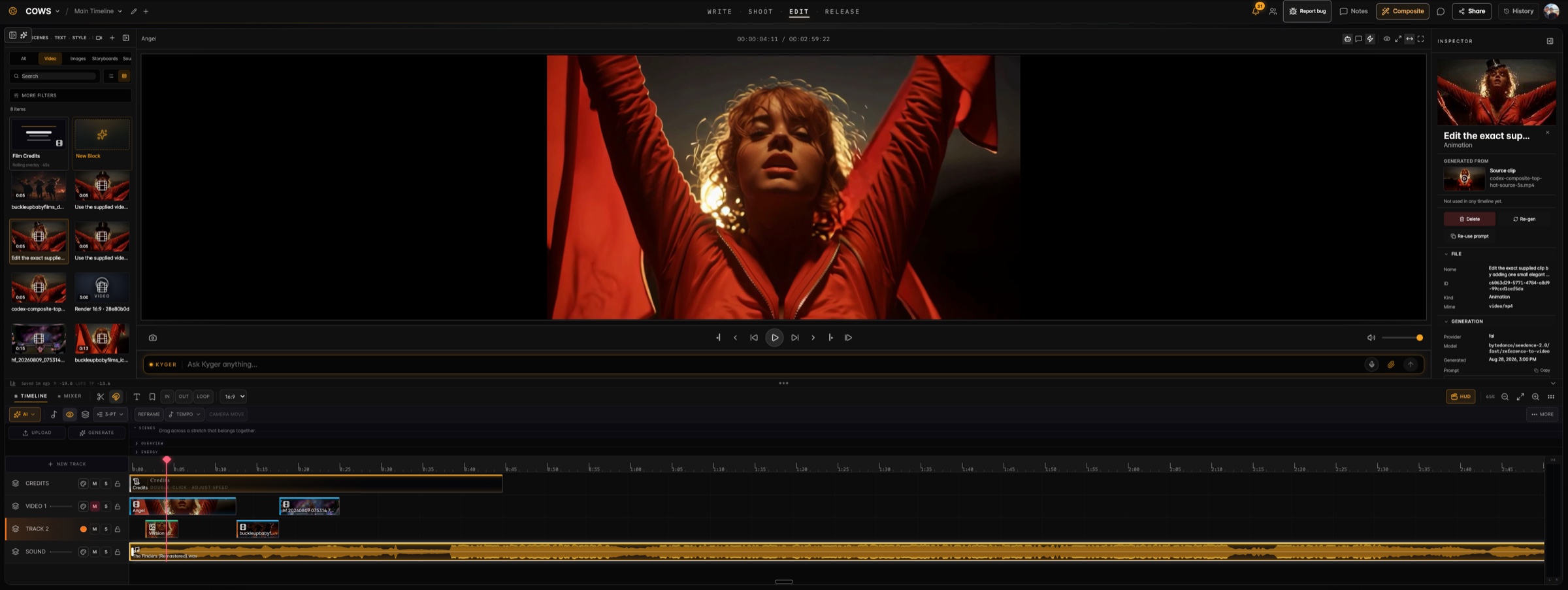 The same film continuing inside the Kontagion editor